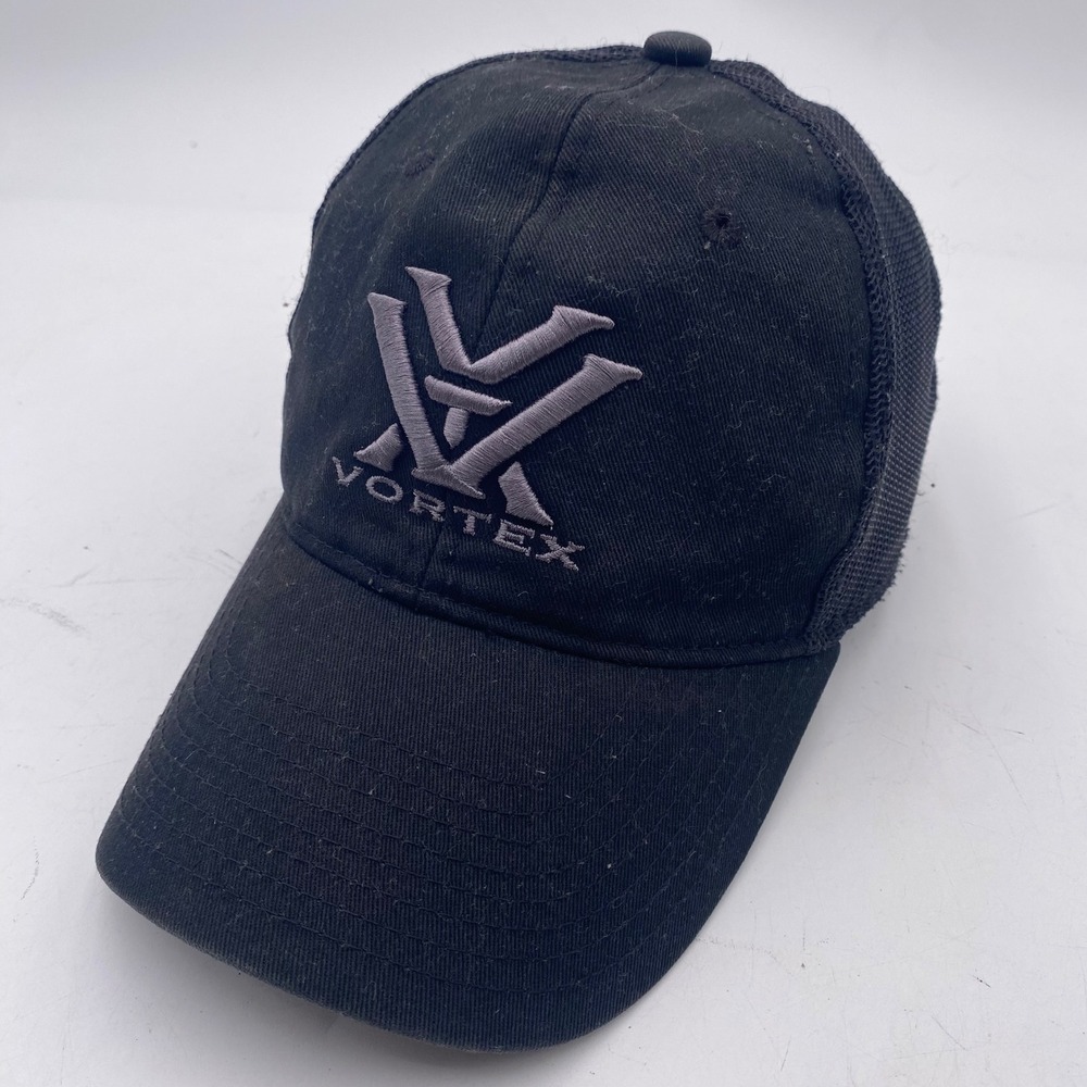 Vortex Optics Logo Trucker Hat Cap Men OSFM Black Mesh Snapback Hunting Tactical